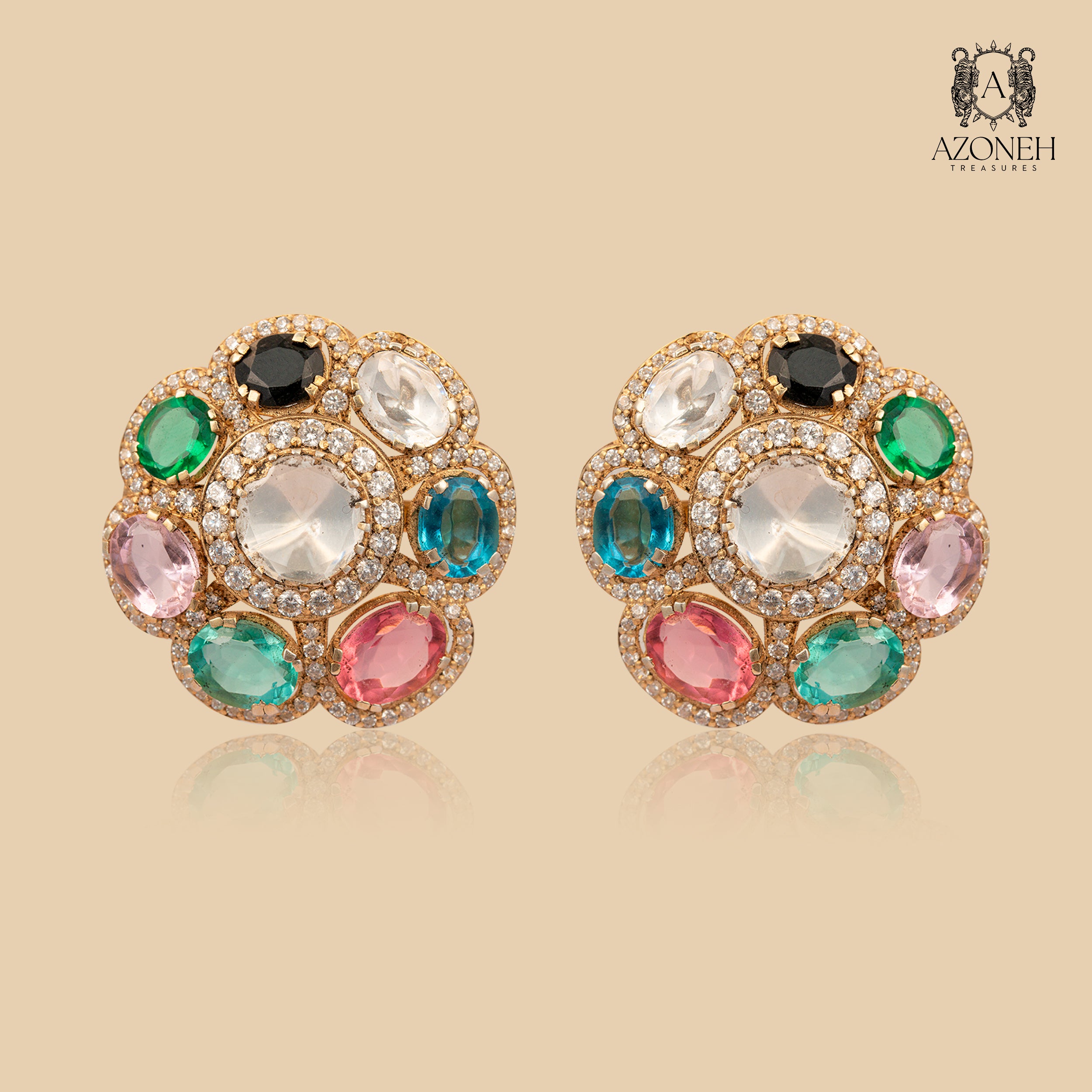 Emerald Ruby Mosaic Earring