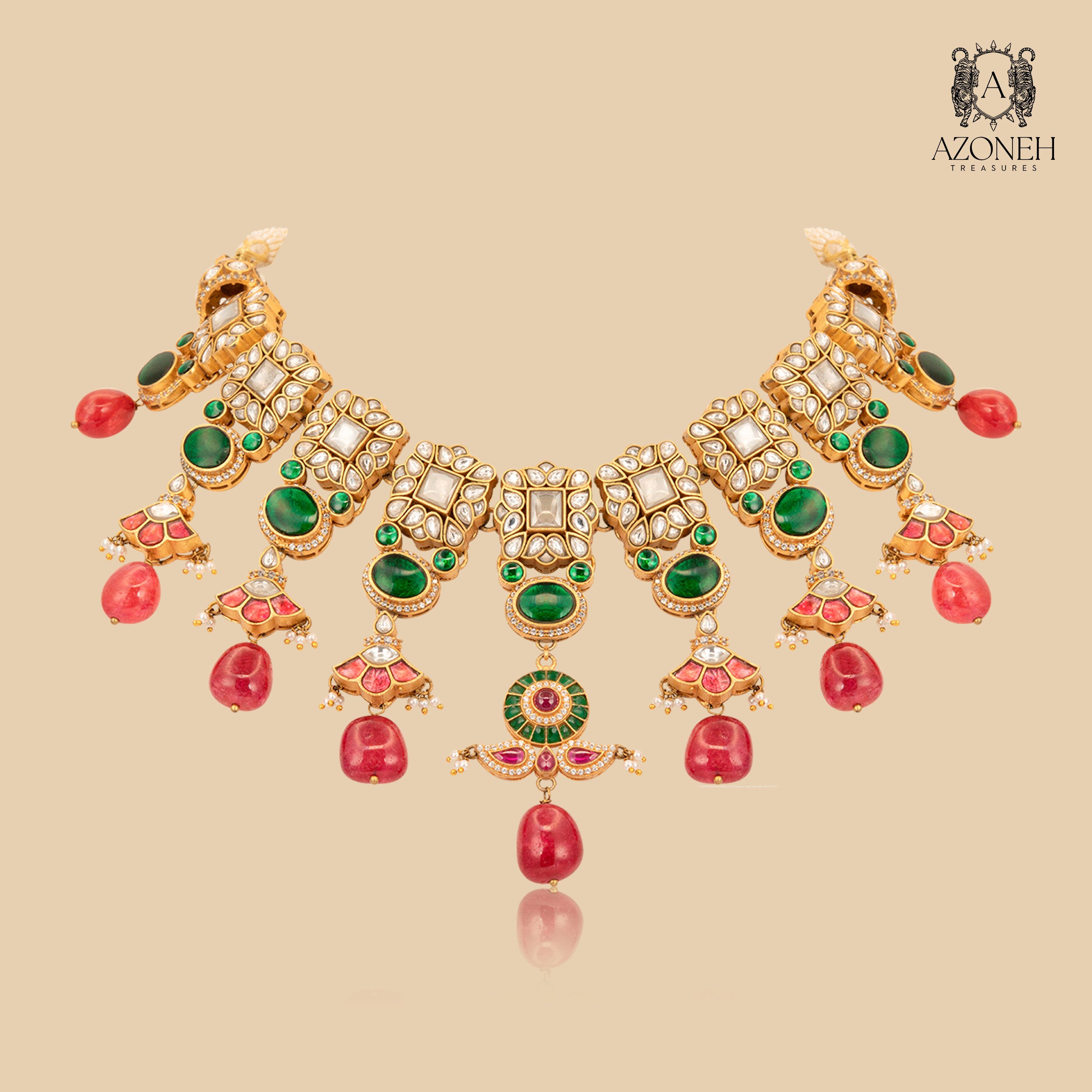 Ruby Peony Necklace (With Earrings)