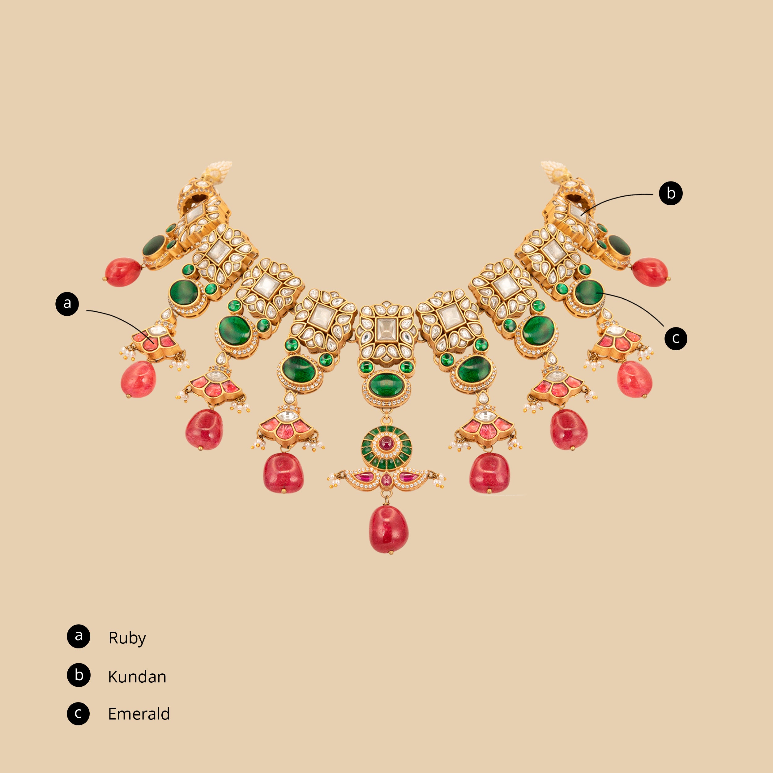 Ruby Peony Necklace (With Earrings)