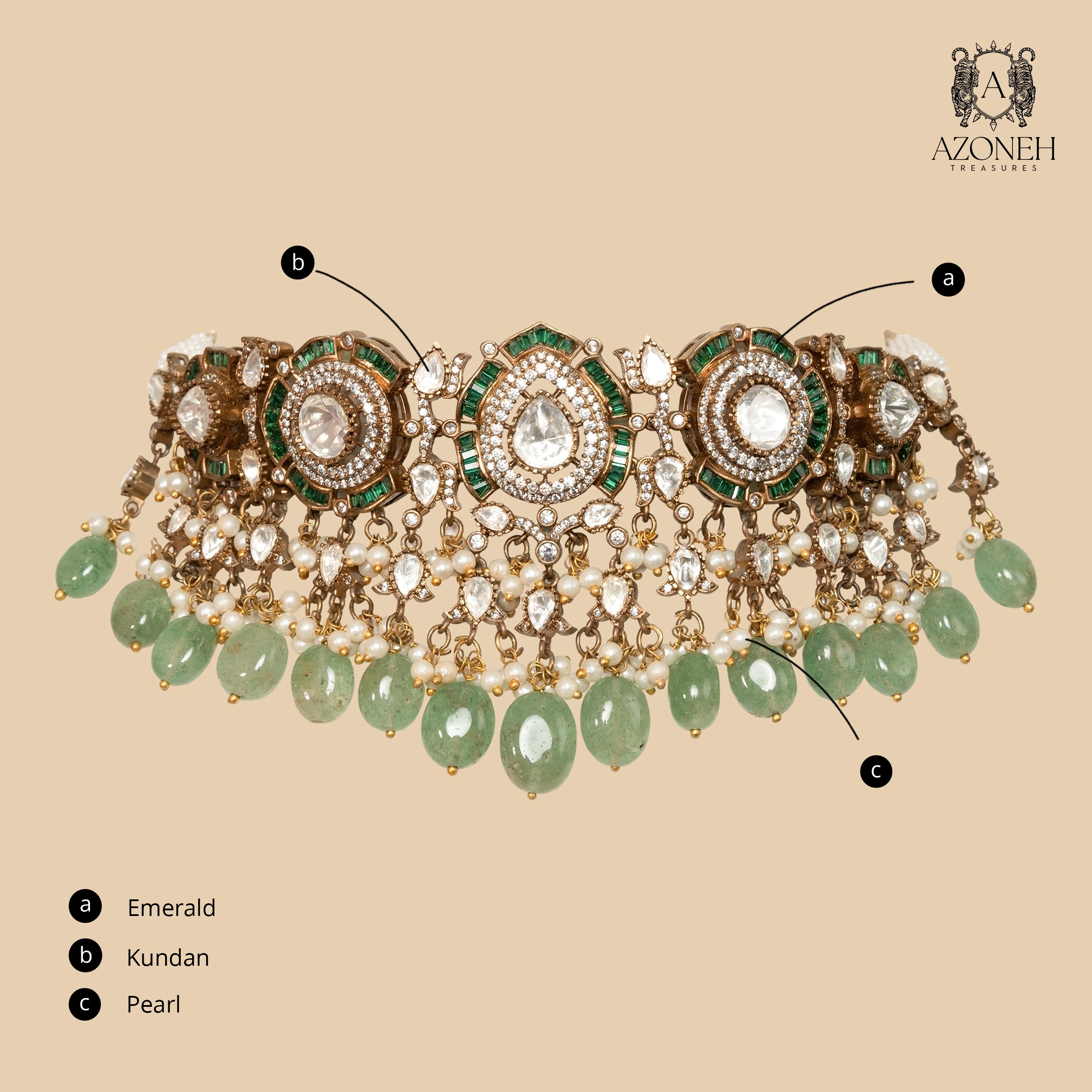 Shahi Moti-Panna Necklace