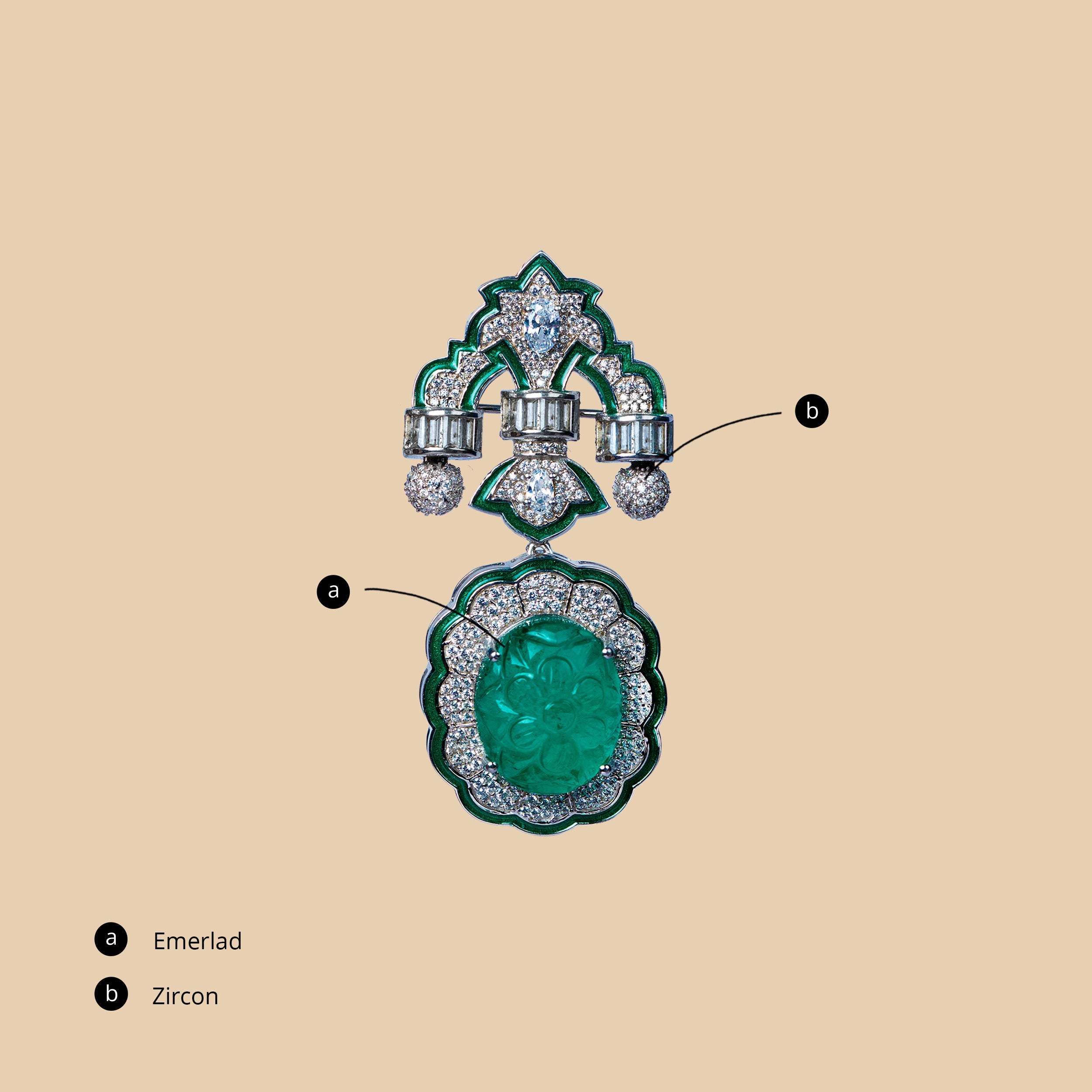 Emerald Cascade Brooch