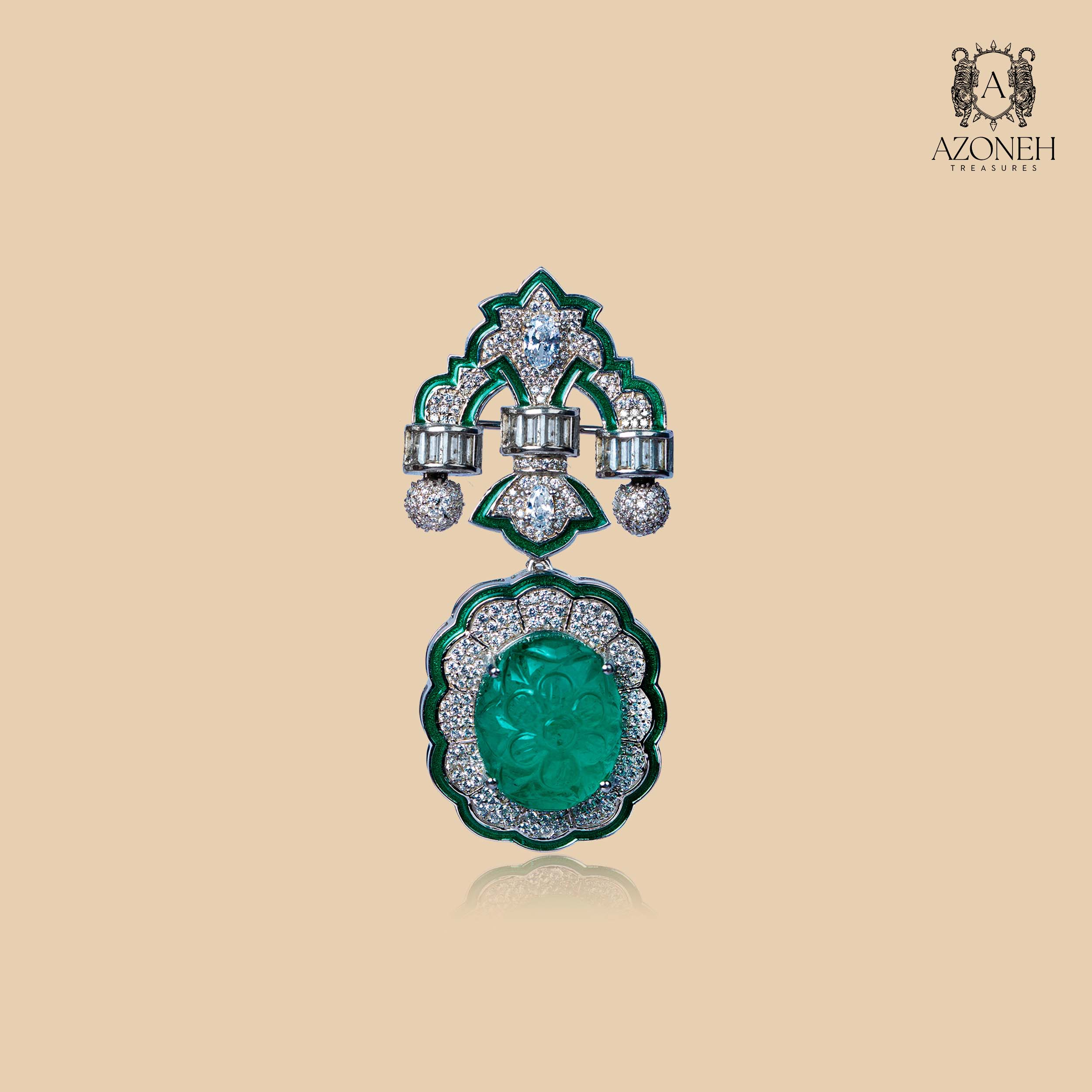Emerald Cascade Brooch