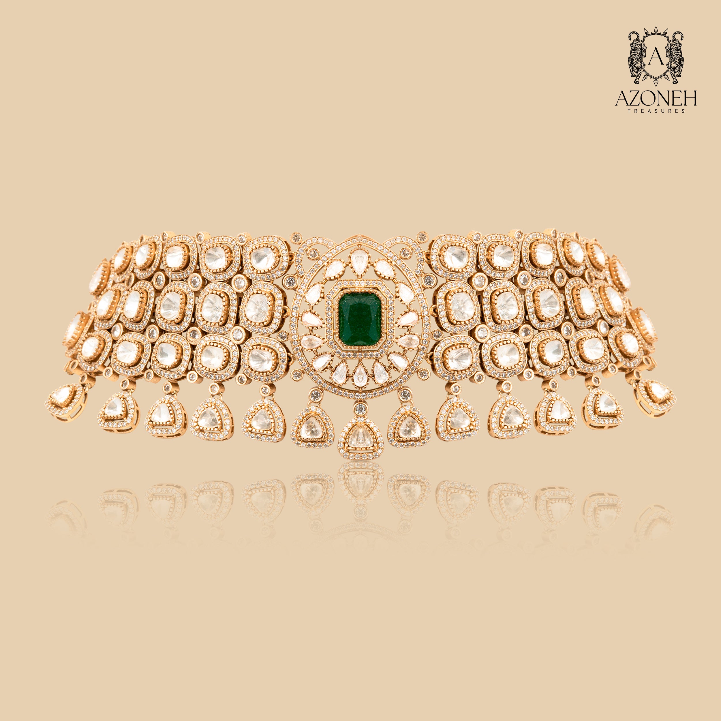 Sabz Taj Choker (with Earrings) – Azoneh Treasures