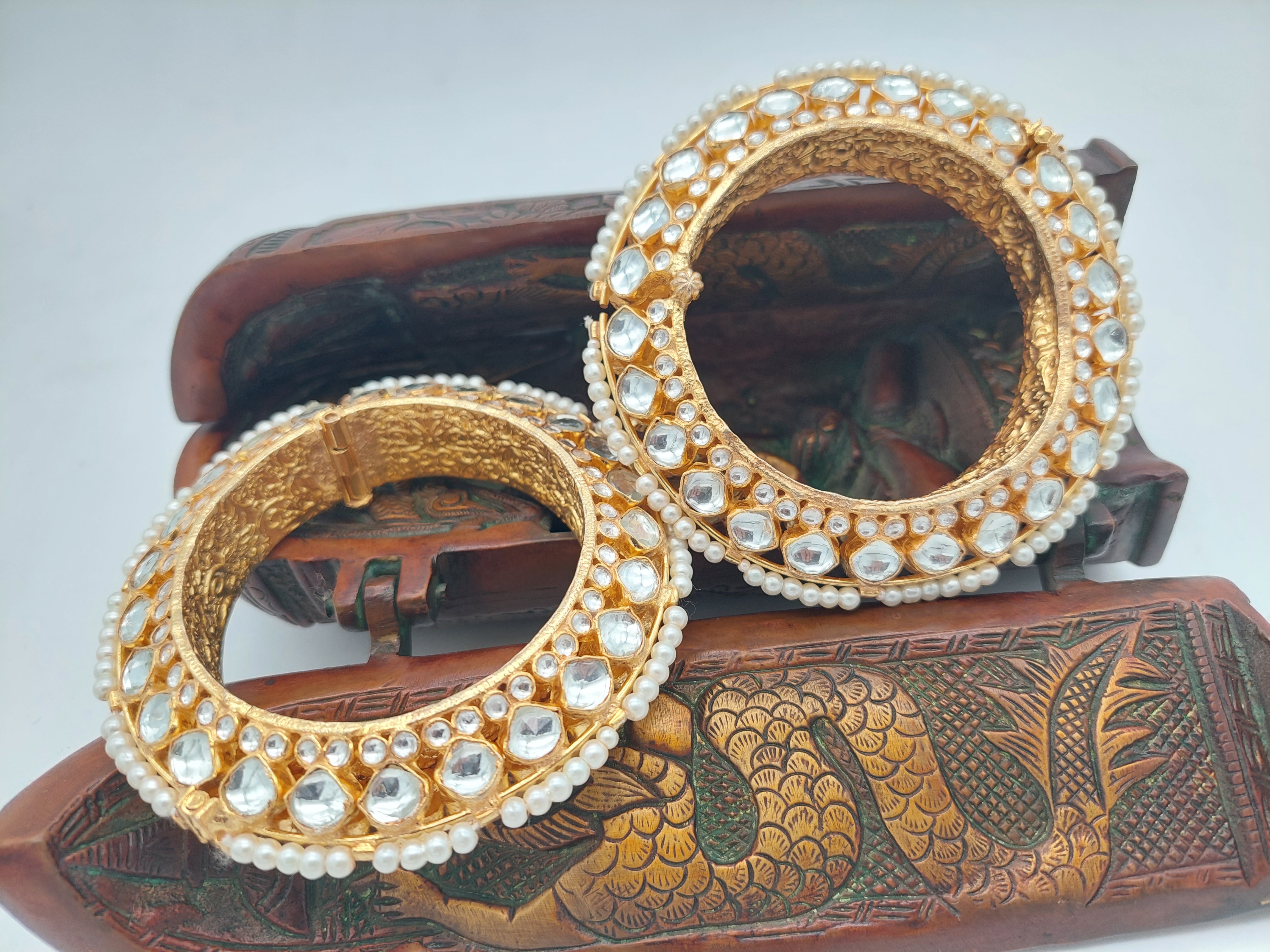 Pearl Embraced Kundan Bangles