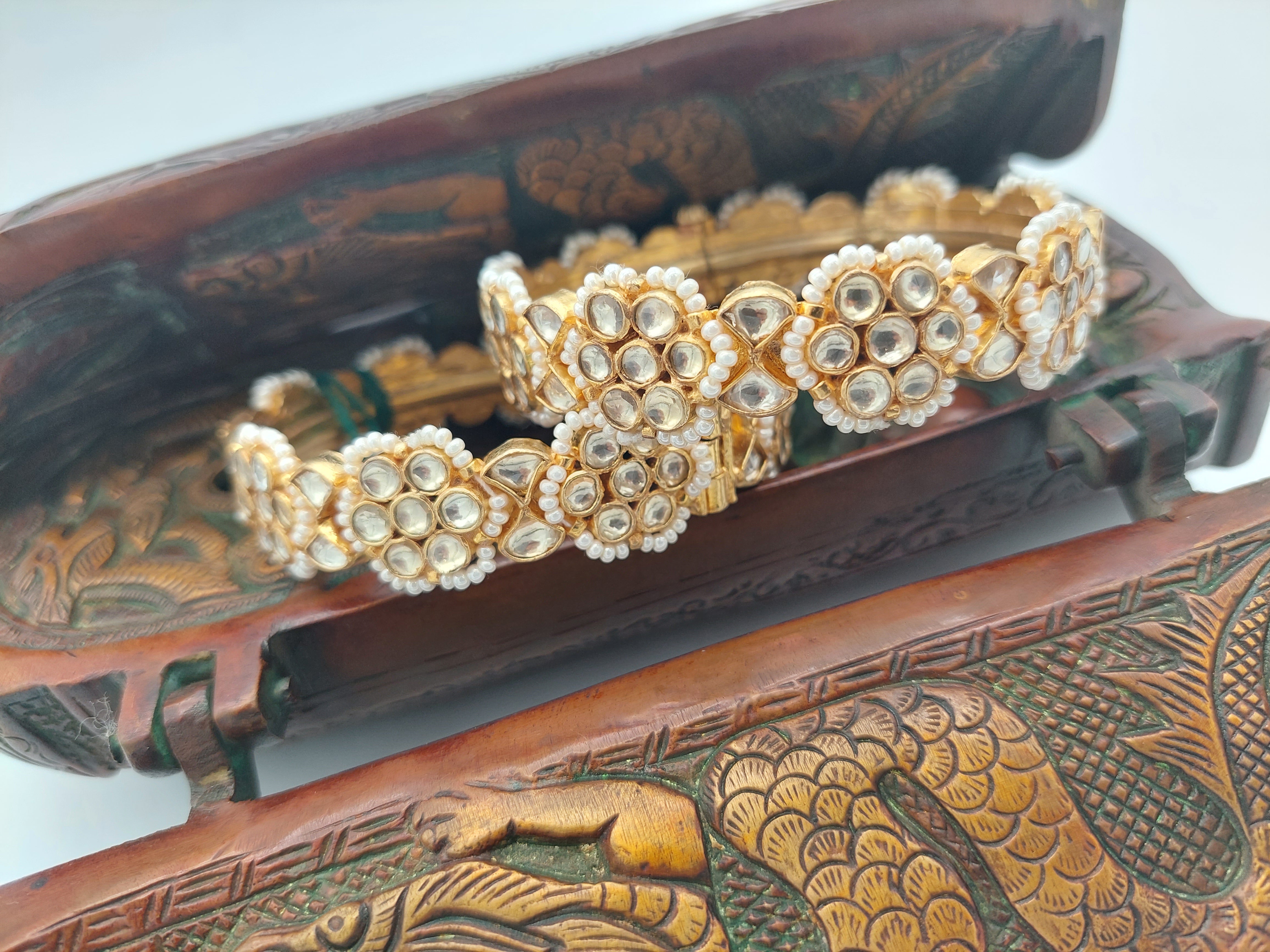 Serene Pearl Kundan Bangles