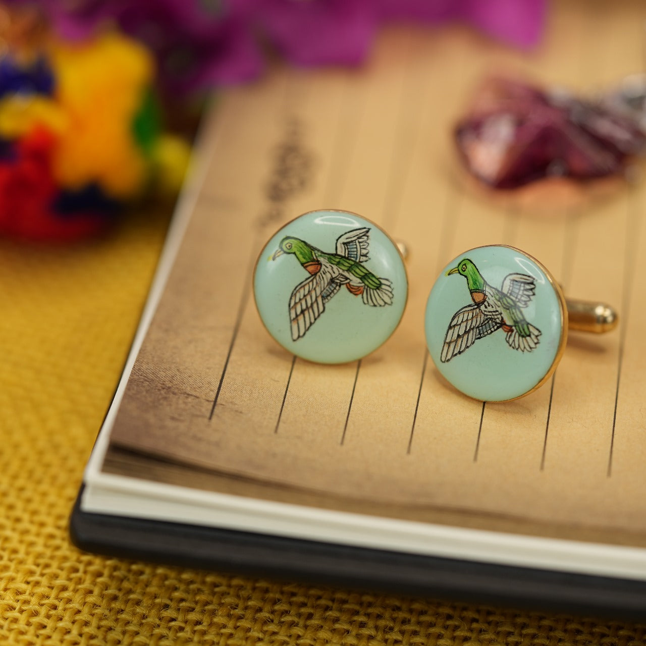 Firoza Feathered Charm Cufflinks