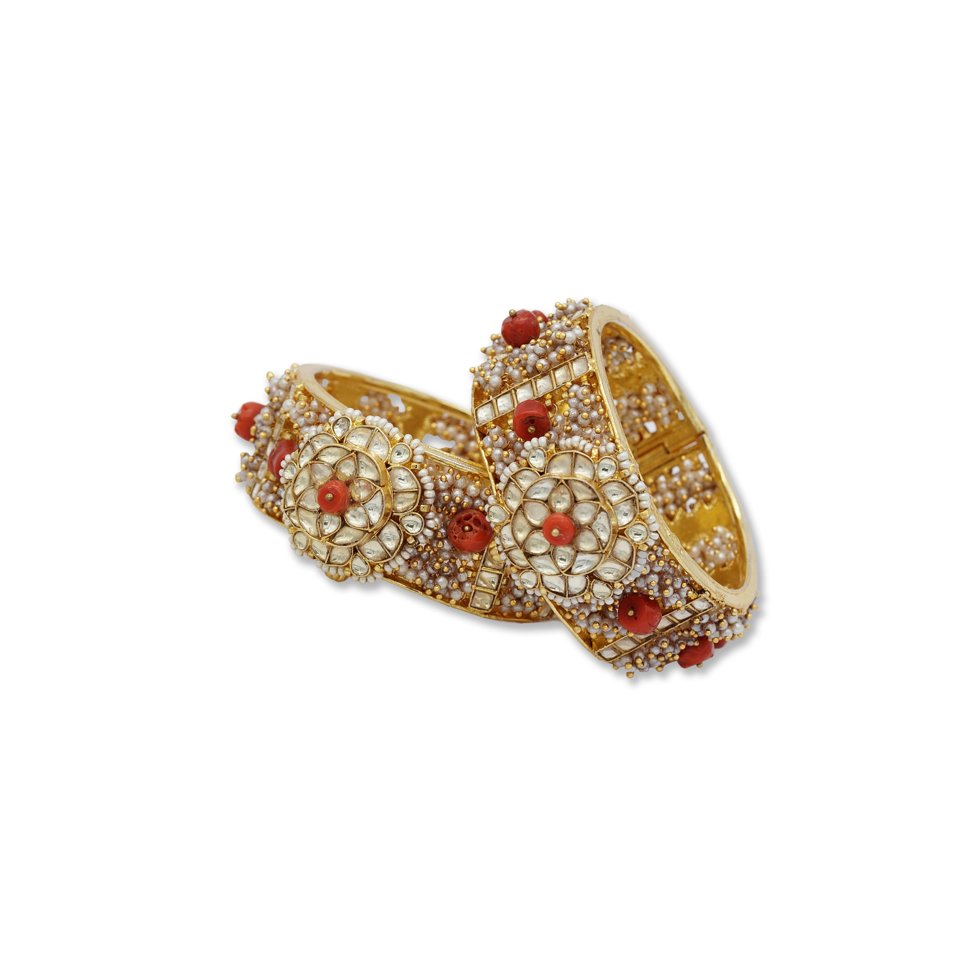 Red studded ivory kada