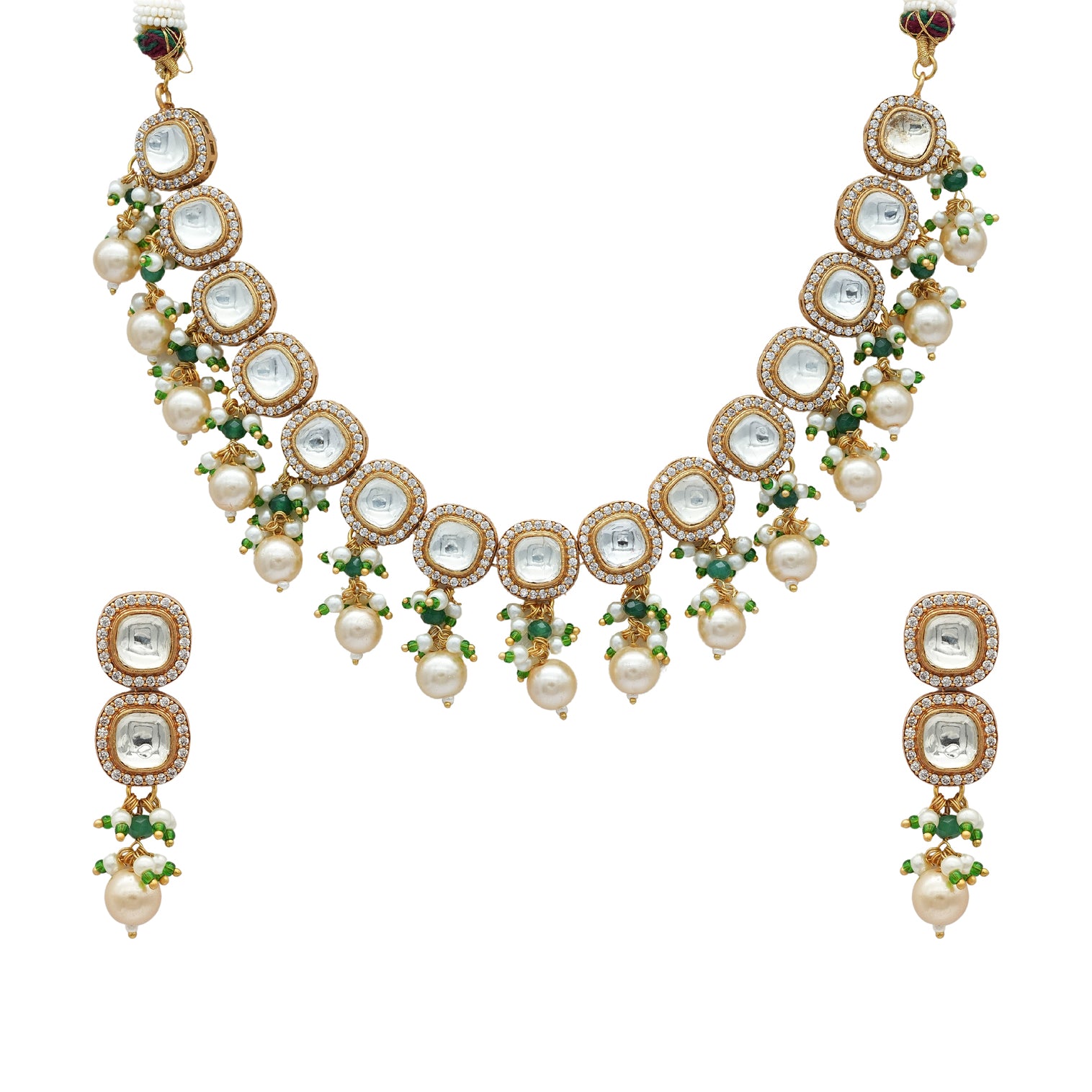 Kundan Set with moissanites, beads and ivory pearls