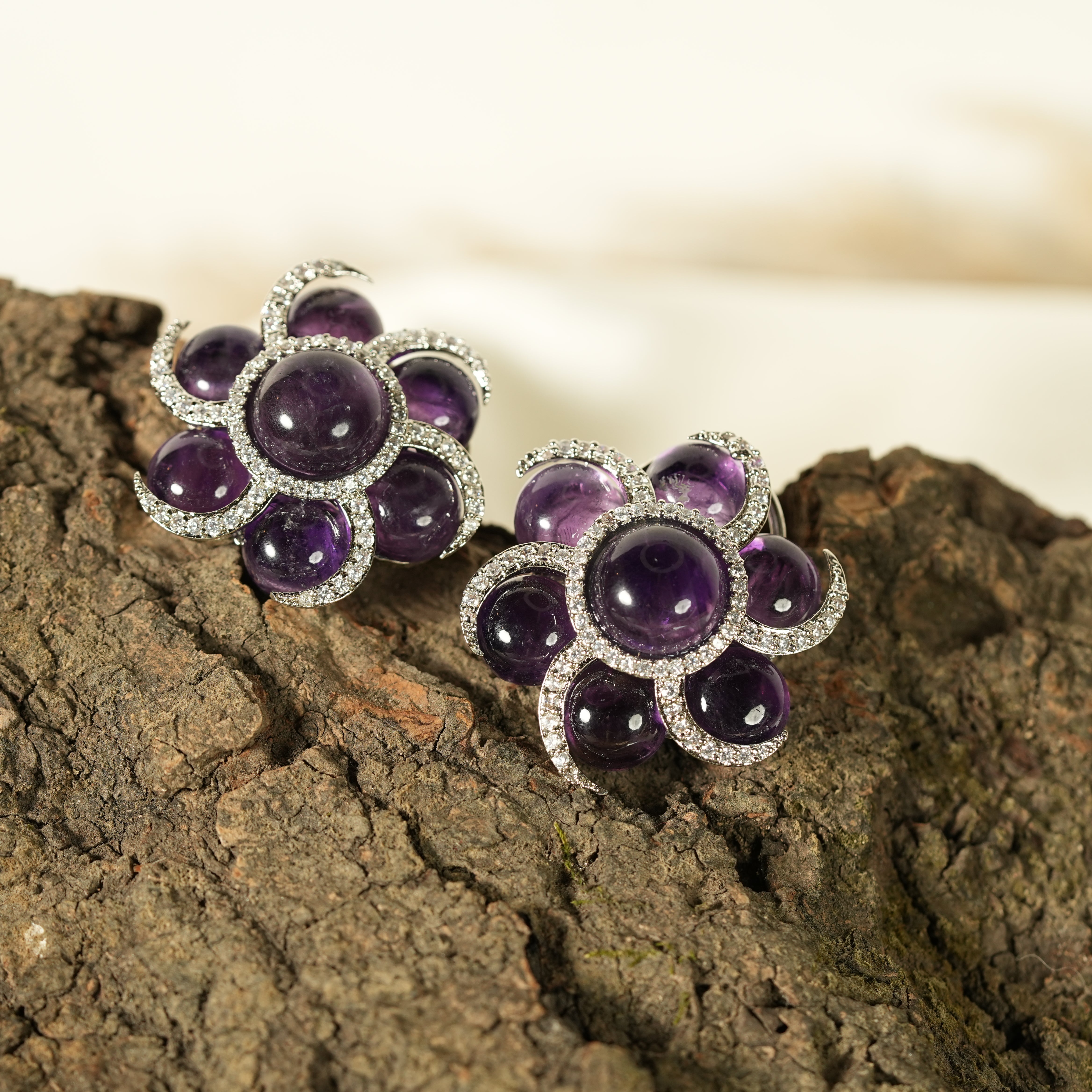 Amethyst Studded earrings