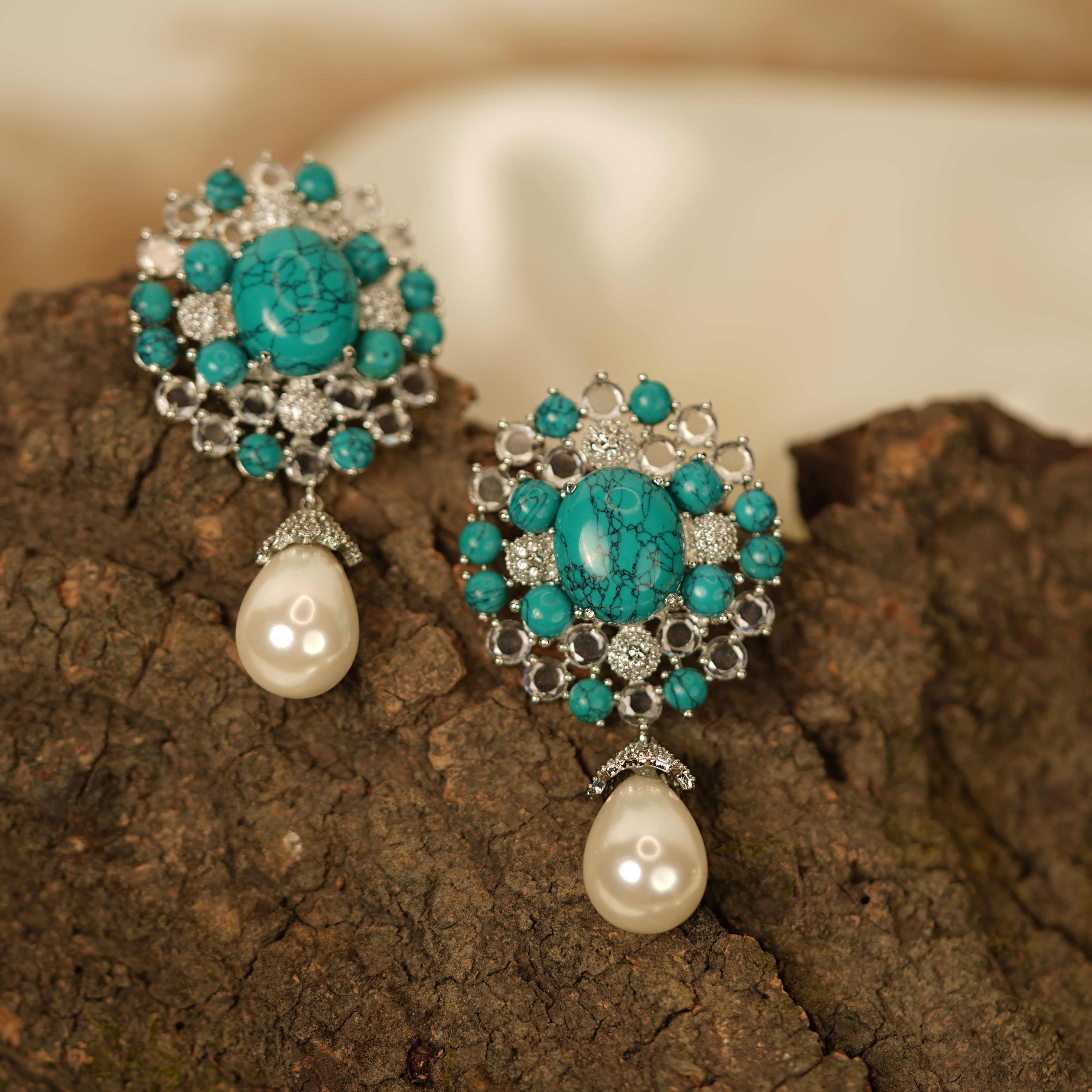 Pearled Firoza Earrings