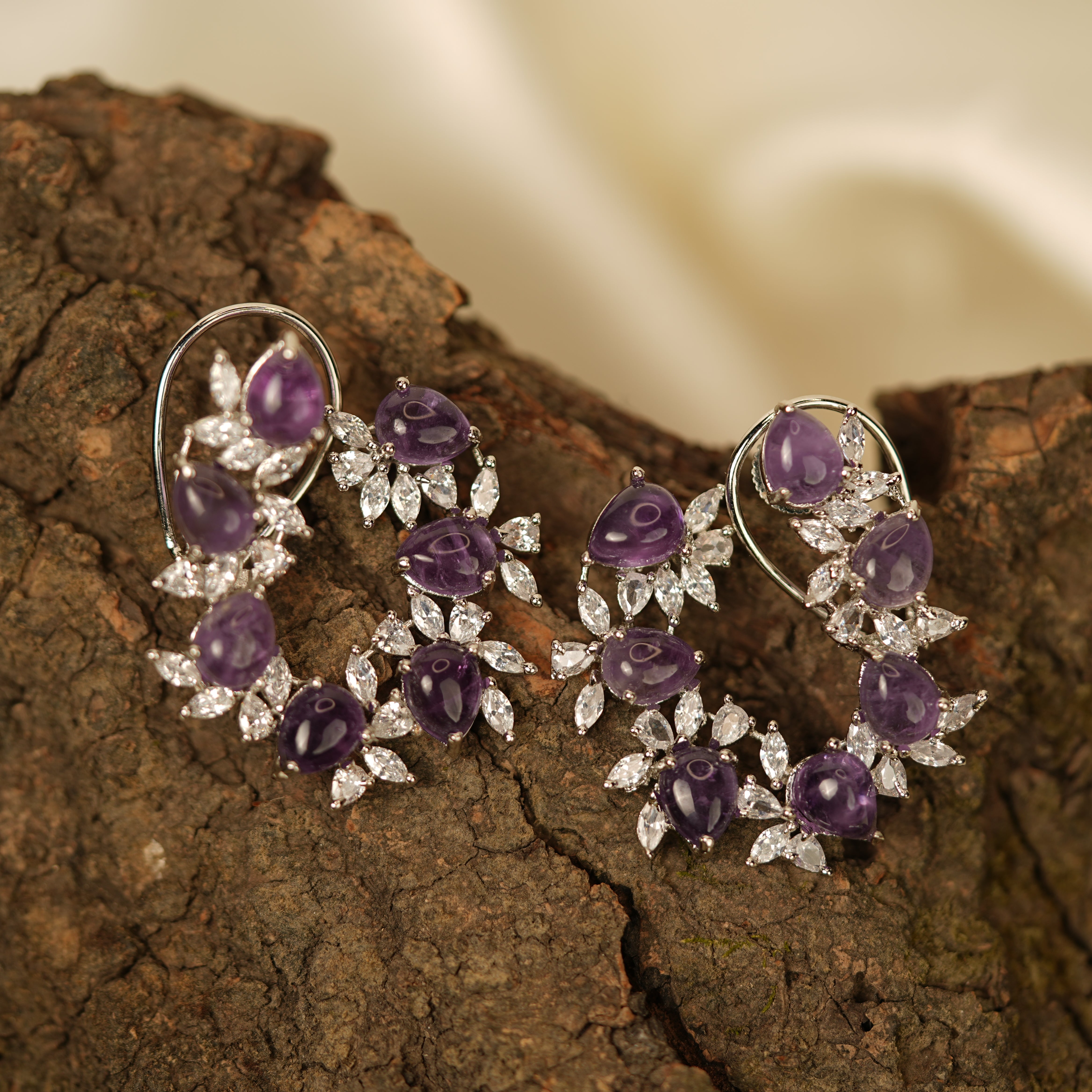 Amethyst Hoop Earrings