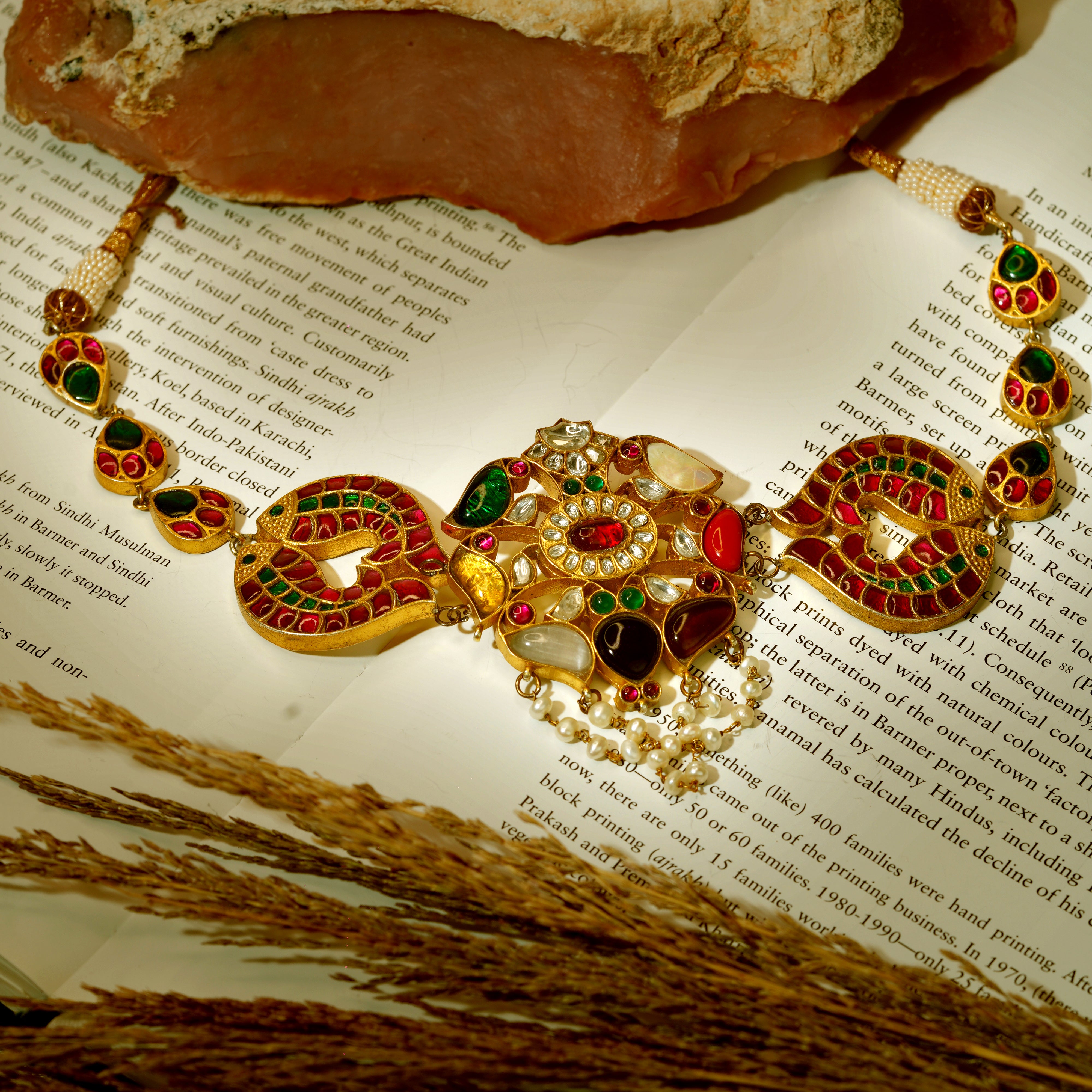 92.5 silver matha pati with emeralds and ruby