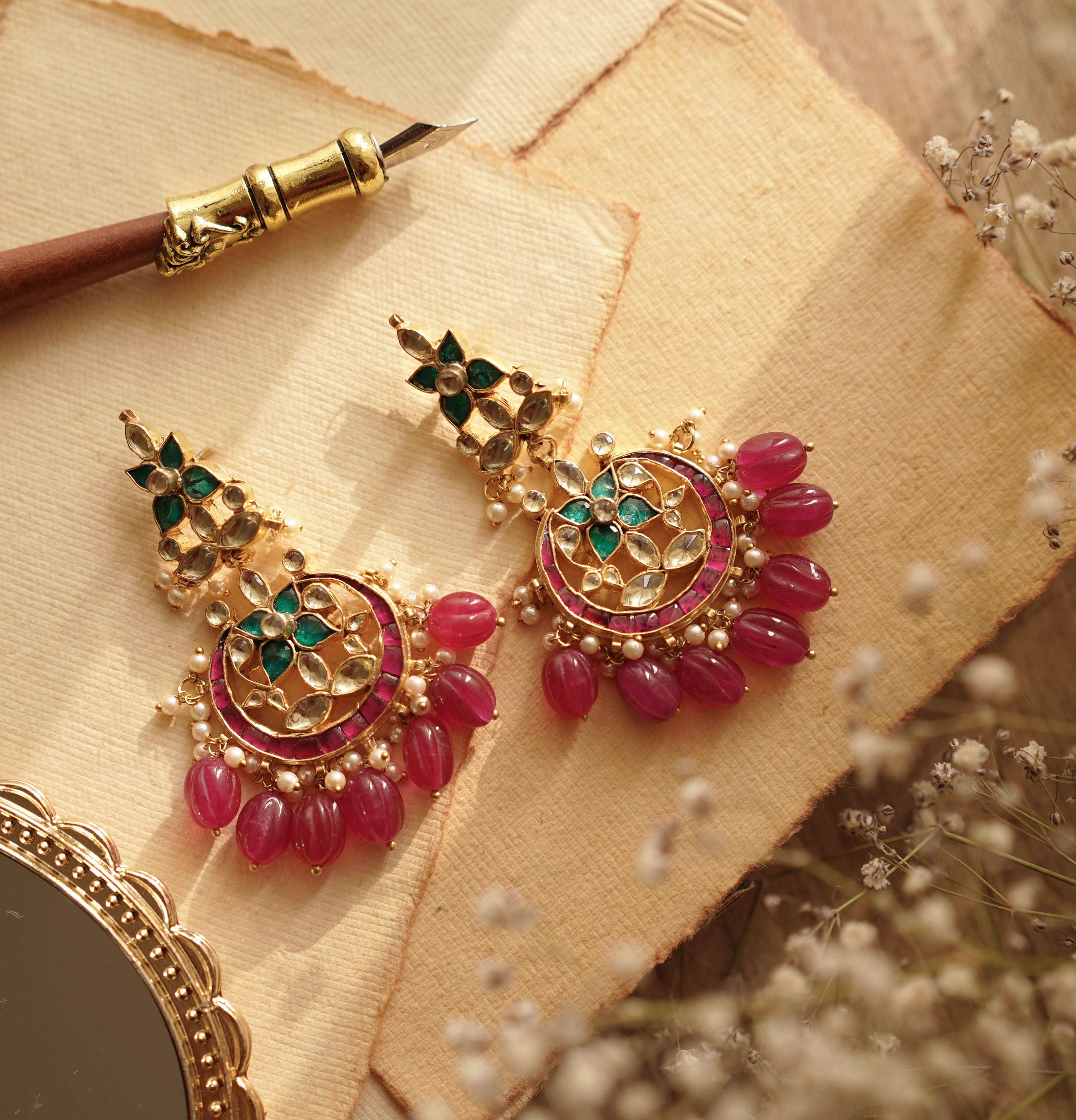 Crowned in Rose Earrings