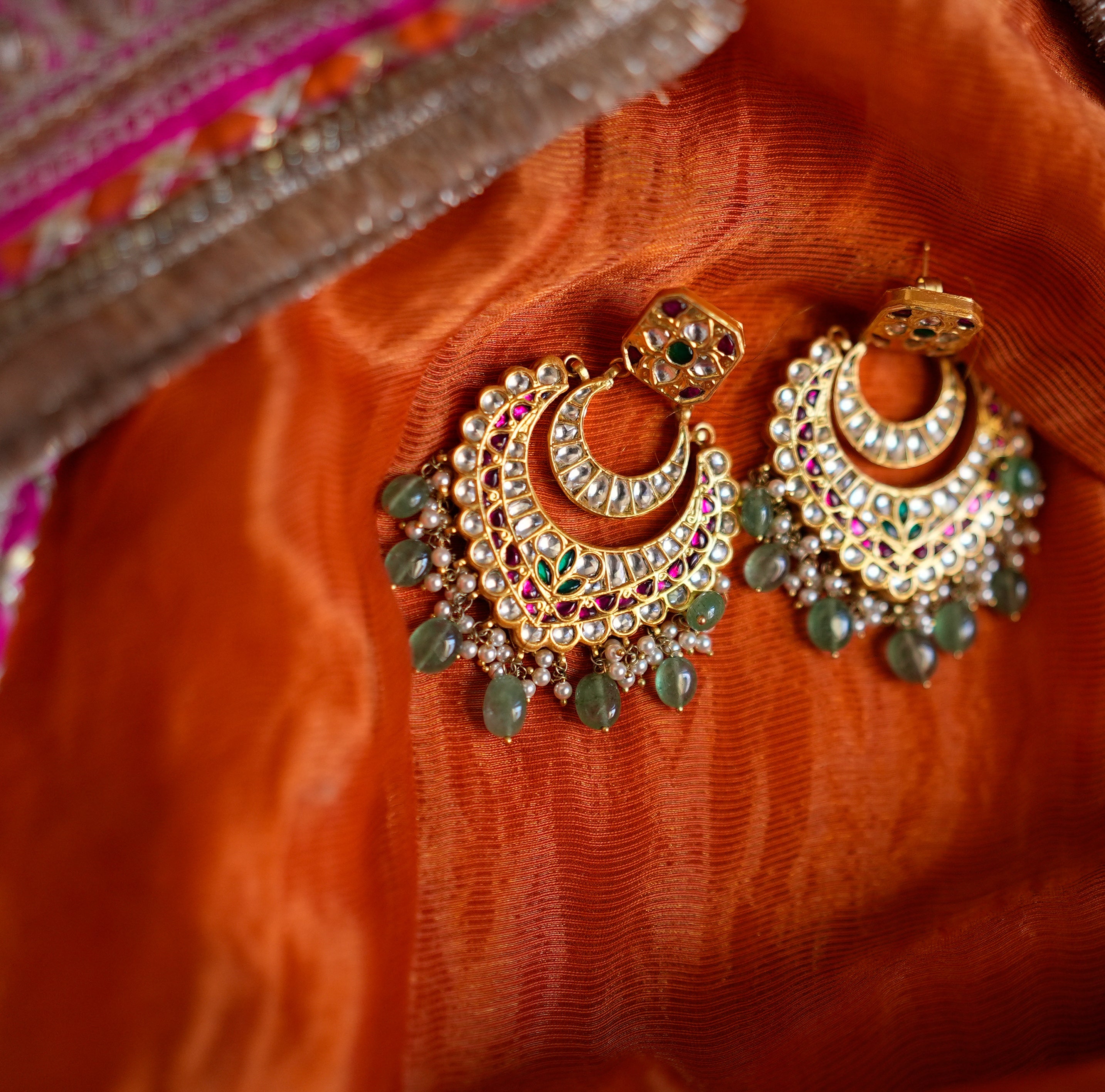 925 Silver royal kundan earrings