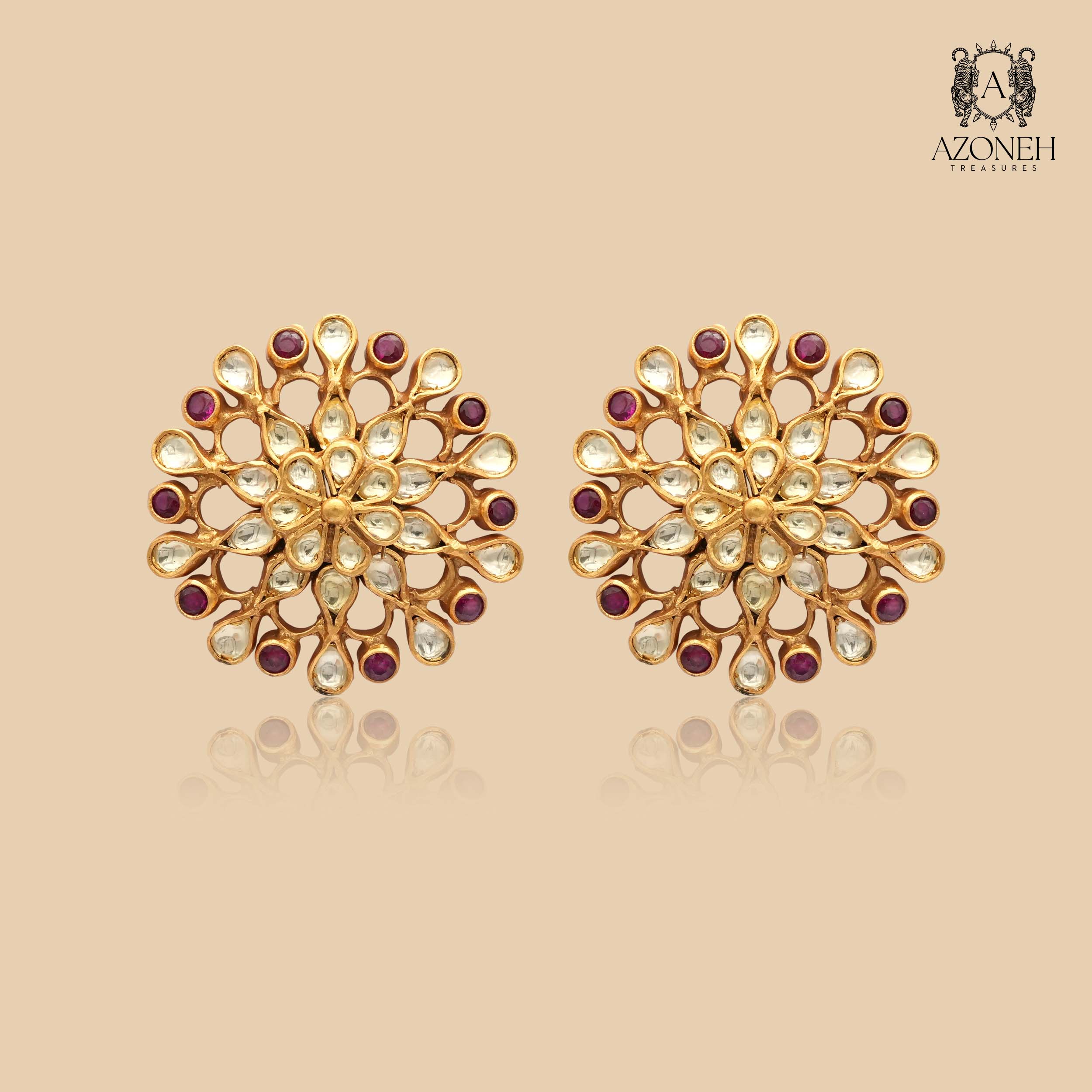 Kundan Ruby Blossom Earring