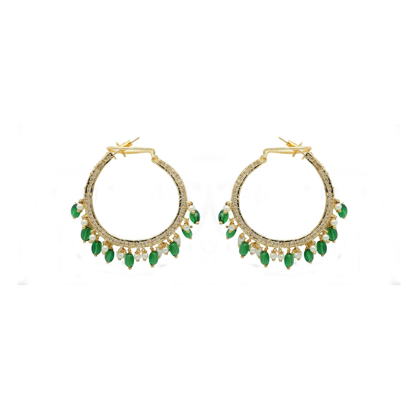 Leafy Luxe Emerald Hoops