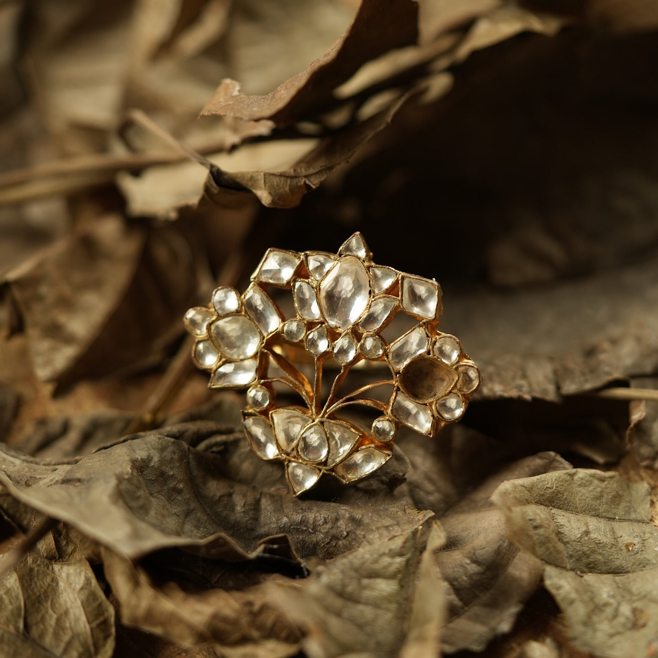 Kundan Panna Mani Ring