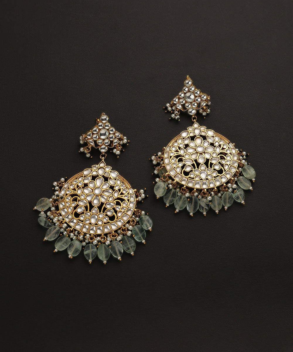 Tarazi_Handcrafted_Pure_Silver_Earrings_With_kundan_And_Sage_Green_Stones_Silver Tribe_03