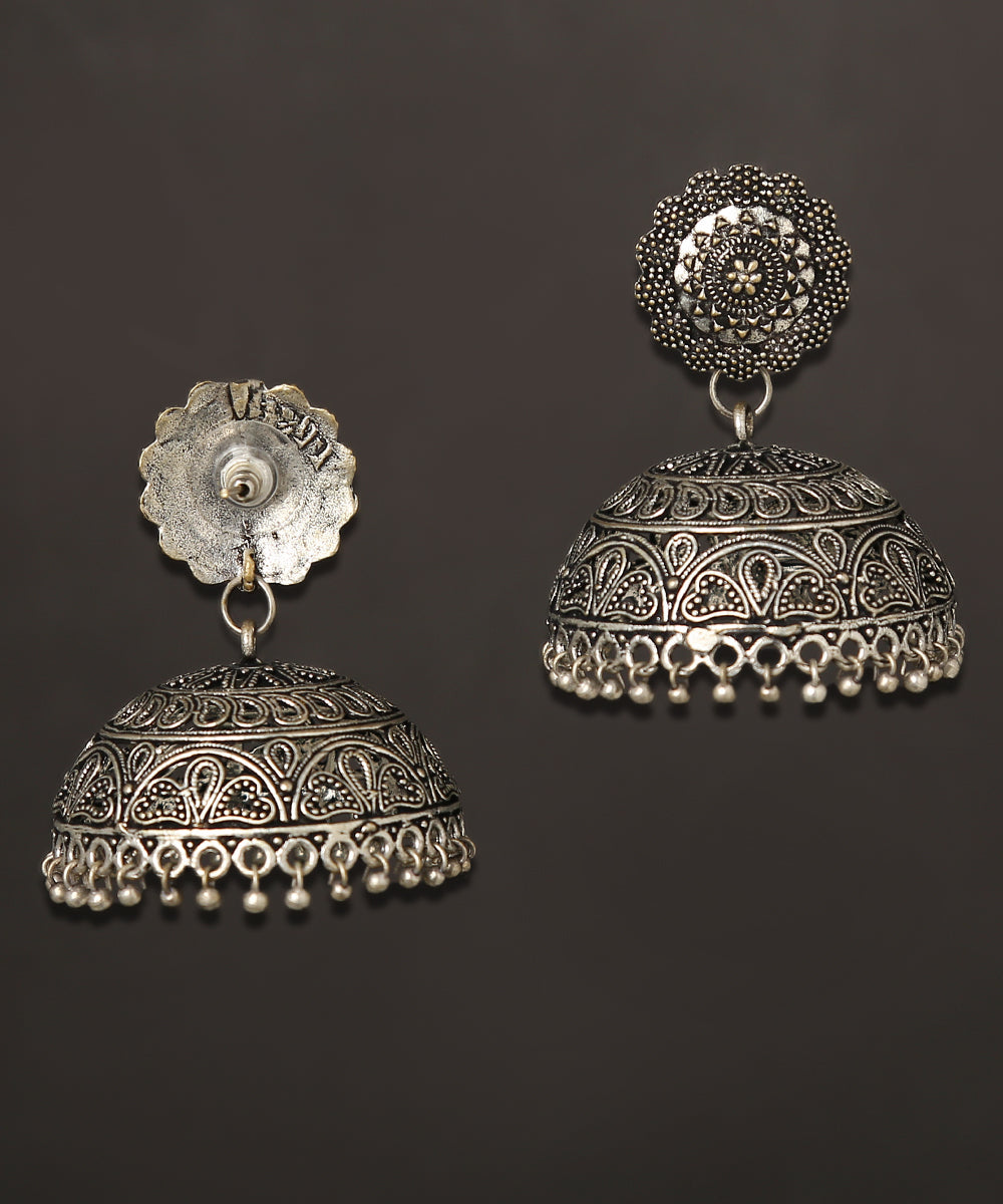 Kiraz_Handcrafted_Jhumkis_In_Oxidised_Pure_Silver_Silver Tribe_02